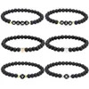 6mm svart glaspärlor strängar armband för kvinnor män handgjorda elastiska akrylbrev platt pärla charm hängande armband mors dag gåvor grossist