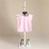 Baby Girl 2021 Lato Solid Solid Striped T Shirt Kid Dziecko Ruffles Rękaw Ubrania Koszulki Dziewczynka Dzieci T The Shirts 1-6t q0716