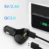 Type-C QC 3.0 2.4A USB Car Charger Three Port Quick Charge PD For Laptop Voltage Detection Auto Phone iPhone Samsung