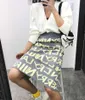 ChearArtセータースカート女性の手紙プリントニット韓国のHGIHウエストロングウィンターラップデザイナーファッション210619