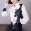 Mode coréenne Soie Femmes Blouses Satin Office Lady Chemise et Blouse Lâche À Manches Longues Blusas Largas Plus La Taille XXXL Femmes Tops 210531