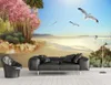 CJSIR papier peint personnalisé oeil nu 3D bord de mer plantes tropicales fleurs et oiseaux fond peinture murale décor Mural