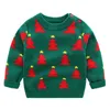 Höst Vinter Baby Boys Girls Kids Cartoon Christmas Pattern Sweater Långärmad Stickad S 210429