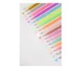 12 pçs / lote 18 cores de alta luz cor gel caneta doodle desenho cartão de saudação aquarela escova escolar material de papelaria 0155