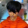 Krótka prosta peruka Bob Pixie z grzywką nie koronkową ludzką peruki dla czarnych kobiet Remy Brazylijczyka