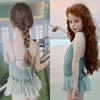 2021 ins Nova Coreia estilo bonito ruffles swimsuit com capa crianças crianças flores desenhos animados cinta swimwear banho desgaste bailarina ballet