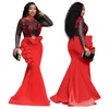 Casual Dresses African Plus Size Bodycon Long Party Mermaid Christmas Dress Ladies Sexy Mesh Ruffles Women Robe Wedding Evening Maxi