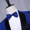 Pyjtrl kunglig blå röd vit jacquard mens klassisk kostym smal passform tuxedo bröllop kostym med byxor brudgum scen sånger kostym homme x0909