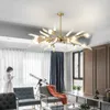 Nordic Living Room Black Gold Pendant Lamp Metal Glass G4 LED Chandelier Lighting Rod Luster Lamparas