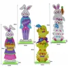 Fournitures de fête 25cm pâques bois grand lapin poussin ornements de Table pièce maîtresse signe de Table Figurines de Plaque debout jardin décor à la maison Remarque: