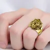 Fashion High Quality Animal Stone Ring Men's Lion Rings Stainless Steel Rock Punk Male Women Lion's Head Gold Jewelry Cluster