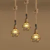 Rope Pendant Lights Iron Vintage Industrial Lamps Loft Retro Handmade Hanging Cafe Bar Kitchen E27 Led