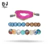 PC / Set Bohemia Armband Satser för Kvinnor Inslagna Naturliga Druzy Crystal Wood Beads BcSet84 Beaded, Strands