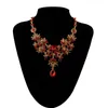 Pendant Necklaces Chinese Style Vintage Red Crystal Rhinestone Jewelry Sets Luxury Exquisite Necklace And Earrings For Women Prom Wedding 21