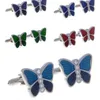 10pairs / partij koperen emaille crystal vlinder links 5 kleuren links shirt manchetknopen mannen sieraden geheel