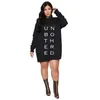 Women Hoodies Dresses Plus Size Sweater Designer Letter Printed Casual Large Ladies Dress Lantern Sleeve Polka Dot Skirt 5 Colours