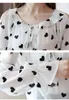 Chiffon Women Shirts Polka Dot Printed Ruffled Loose Lantern Sleeve Bluses Long Sweet Ladies Tops 6449 50 210510
