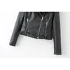 Mode Patchwork Women Pu Coat Spring Black Cusual Ladies Leather Jackor Cool Pocket Female Coats Loose Girls Jacket 210427