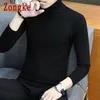 Zongke Cienki biały Turtleneck Mężczyźni Sweter Sweter Mężczyźni Odzież Koreański Mężczyźni Turtle Neck Zimowe ubrania M-3XL 210818