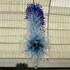 Chihuly Large Blue Pendant Lamp Hand Blown Glass Chandeliers Light LED Bulb 60 Inches Luxury Staircase Living Room Loft Art Decorations