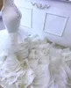 Tiered Ruffles Cathedral Train Wedding Dresses Sweetheart Lace-up Corset Top Beaded African Arabic Aso Ebi Mermaid Bridal Gown