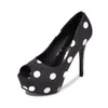 Robe chaussures marque designer pompes à pois pour femmes de haute qualité dames peep toe talons mode fête de mariage travail de bureau