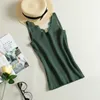 Spring Hook Flower Lace Solid Stitching V-neck Camis Female Knitted Short Section Slim Outer Wear Shirt Trend Tank Tops 210522