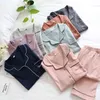 Couple's Cotton Pajamas Set for Autumn and Winter Long Sleeve Trousers Multi Colors Women Men Homewear Suit 211112