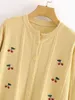 H.SA Mulheres Sweet Cherry Bordado Solto Cardigans Yellow Sweaters Knitwear Inverno Roupas Pink Jumper Ropa Mujer 210417