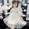 Dress Girl Mesh Princess For Appliques Party Child Summer Costume s 6 8 10 12 14 210528