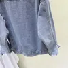 Kadın Ceketler Streetwear Artı Boyutu Ağır Çalışma Perçin Delik Mavi Denim Ceket Kadın Sonbahar Kore Gevşek Jean Kadın Rahat Bombacı