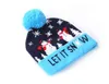 2021 Christmas New Flanged Ball Knitted Hat with LED Colorful Lights Adult Children Halloween Decoration Cap