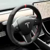 Для моделей Tesla Модели X Модель 3 DIY Пользовательские Кожаные Замшевые Корольные Колесные Количество Крышка колеса Внутреннее Украшение