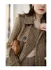 Trench da donna 2021 Vintage British Feel 30% lana scozzese doppiopetto Cappotto lungo allentato Mantel Damen per donna