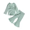 Kids Clothing Sets Girls Outfits Baby Clothes Children Wear Suits Long Sleeve T-shirts Flared Trousers Pants 2Pcs Suit 1377 B3