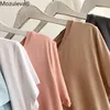 Mozuleva 2021 été décontracté col en v couleur unie femmes T-shirt à manches courtes en vrac femme basique hauts chemise dames t-shirts 100% coton Y0629