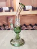 8.7inch Glass Water Pipe Hookah Green Recycler Perc Percolators Smoking Beaker Bong Bubbler 14mm Male Bowl Dab Rig