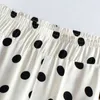 High-end triacetate wide-leg pant's plus size spring and summer Korean fashion polka dot printing casual 210915