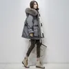 Fitaylor Large Natural Fur Hooded Winter Jacket Women 90% White Duck Down Thick Parkas Warm Sash Tie Up Snow Coat 211018