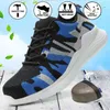 Противоскользящая и анти-пронзительная защитная обувь для мужской спортивной износостойкой защитной защиты Стальная носок 211217