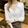 Plus Size Women Tops Stain Silk Blouse Casual Long Sleeve Shirt Elegant Shirts Fashion s and Blouses 2XL 210601