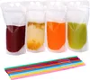 250ml 500ml Party Plastic Water Bags Bottle Disposable Drink Repeat Closed Tote Self-Standing Juice Liquid Bag Heart Clear Pouches for Milk