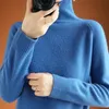 Sweter damski Turtleneck Sweter Długoszemiony Raglan Solid Color Wool Topy Spadek Zimowa Gruba Koszula Dnia Dzianiny 210806