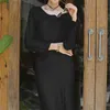 Elegantes mittellanges Pulloverkleid für Frauen, solides Twist-O-Ausschnitt-Langarm-Strickkleid, Damenmantel, Vintage-Partykleid, Herbst 210412