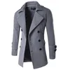 Herrullblandningar Brittisk stil Dubbelbröst Trench Top Coat Mens Long Coat Masculino Male Clothing Classic Drop Overcoat