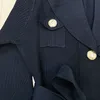 Trench con fibbia in metallo da donna di design originale di alta qualità, cappotto lungo, cintura in maglia, cardigan, soprabito, giacca blazer