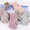 Five Fingers Gloves Winter Female Lace Warm Cashmere Three Ribs Cute Bear Mittens Double Thickness Plush Women Wrist Touch Screen Driving Gl