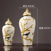Vasen Kreativität Blumen Vögel Keramikvase Europäischer neoklassizistischer handbemalter großer hoher Boden für Wohnzimmer-Inneneinrichtung