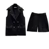 Women's Tracksuits Women Elegant Tweed Suit Blazer Jacket Coat Top And Culottes Short Pant Three Piece Set Outfit Winter Work Jacquard Offic