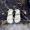 2021 Designer Women Sandals Black White Grid Pattern Magic Stick Shoes Versatile Casual Sports Sandal Velcro Flat Stylist Shoe with box